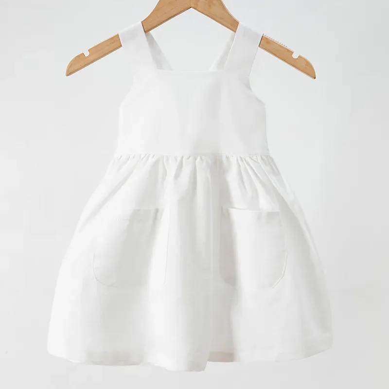 Wholesale Kids Toddler Girls Summer Casual Cute Basic Solid Color Sleeveless Strap Dress - Image 6