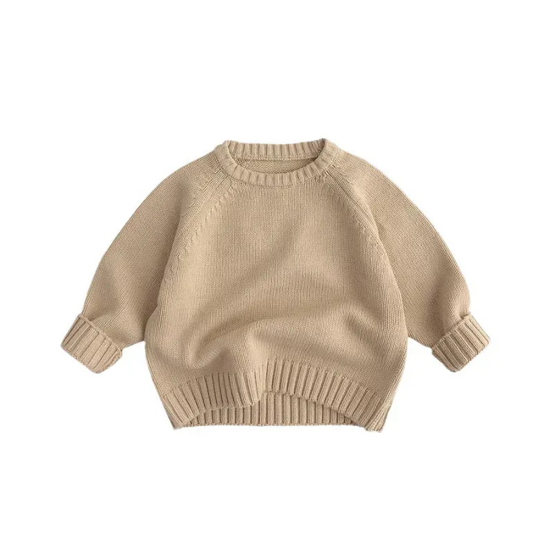 Wholesale Kids Boys And Girls Autumn And Winter Solid Color Round-Neck Long-Sleeve Sweater - Image 5
