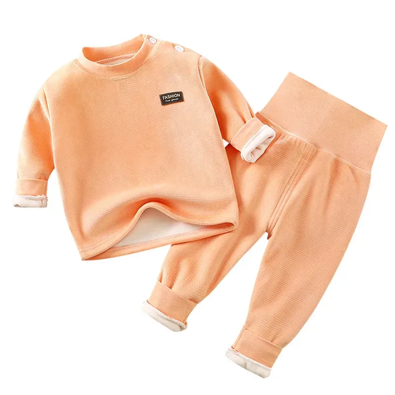 Wholesale Kids Baby Fashion Autumn And Winter Fleece-Lined Long-Sleeve Sweatshirt High Waist Pants Two-Piece Set - Image 5