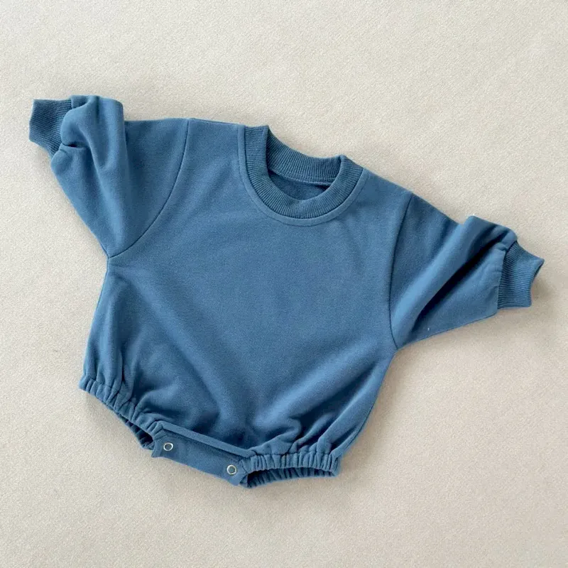 Wholesale Kids Baby Boys And Girls Fashion Simple Solid Color Round-Neck Long-Sleeve Rompers - Image 13