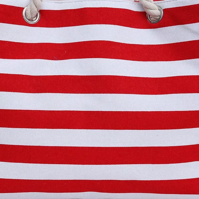 Simple Classic Burly Thick Rope Shoulder Handle Plus Large Capacity Bags With Stripes Pattern - Image 4