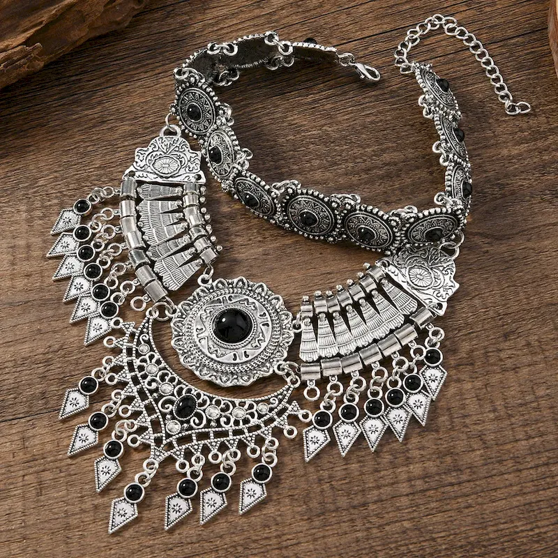 Wholesale Vintage Ethnic Exaggerated Water Drop Tassel Necklace - Image 7