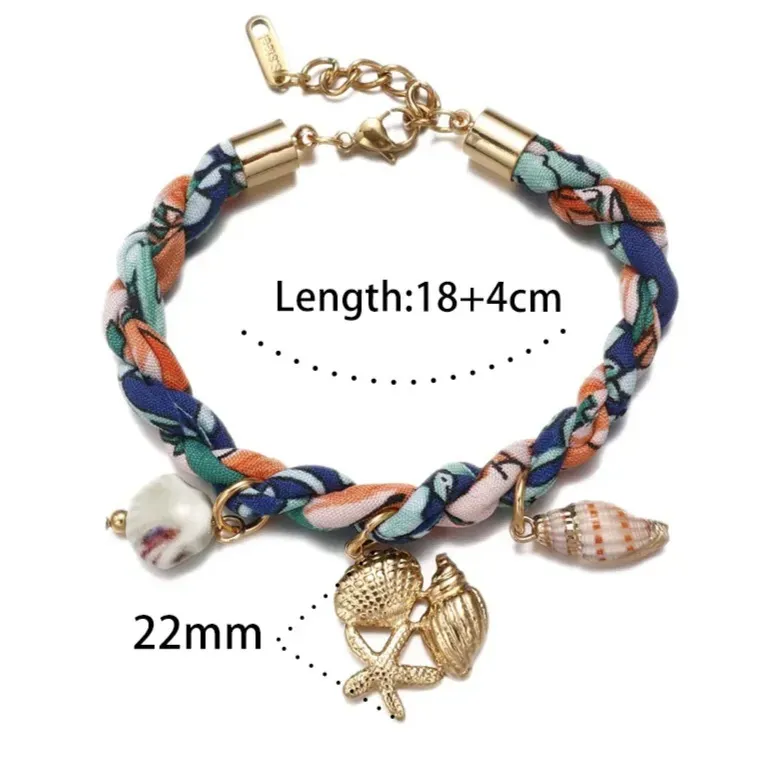 Wholesale Beach Series Necklace Marine Life Multicolor Floral Shell Pendant Silk Scarf Cloth Strip Necklace - Image 22