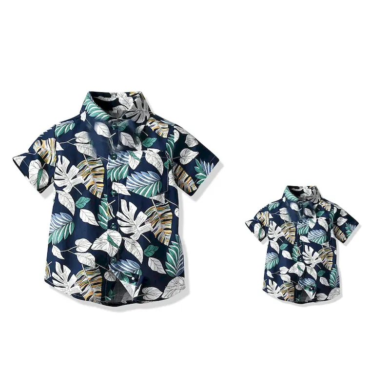 Wholesale Summer Short-Sleeved Lapel Hawaiian Flower Shirt - Image 9