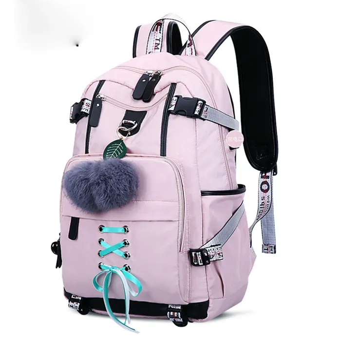 Women Fashion Pompon Decorative Lace Up Backpack - Image 4