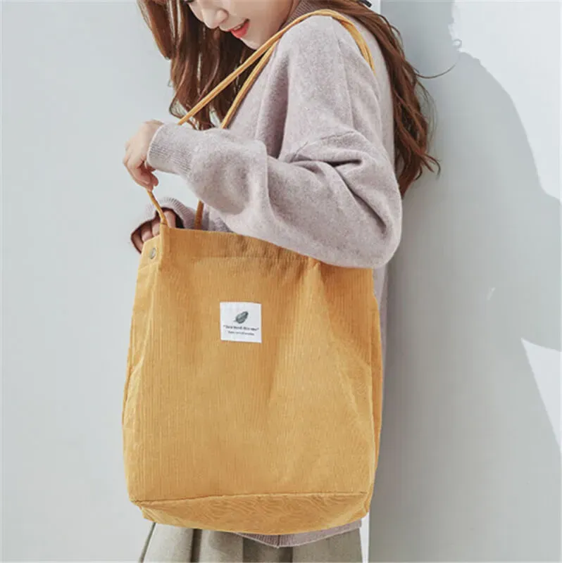 Women Fashion Large Capacity Corduroy Tote Bag - Image 6