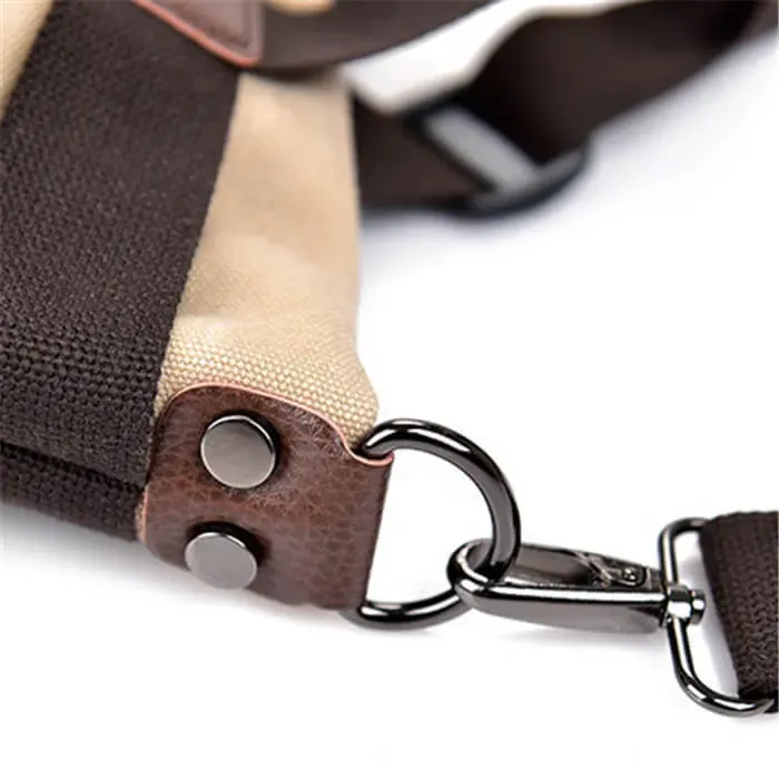 Women Retro Color Blocking Patchwork Large Capacity Canvas Tote Bag - Image 5