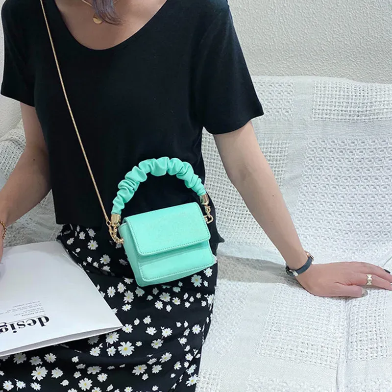 Women Solid Color Metal Chain Mini Shoulder Bag - Image 3