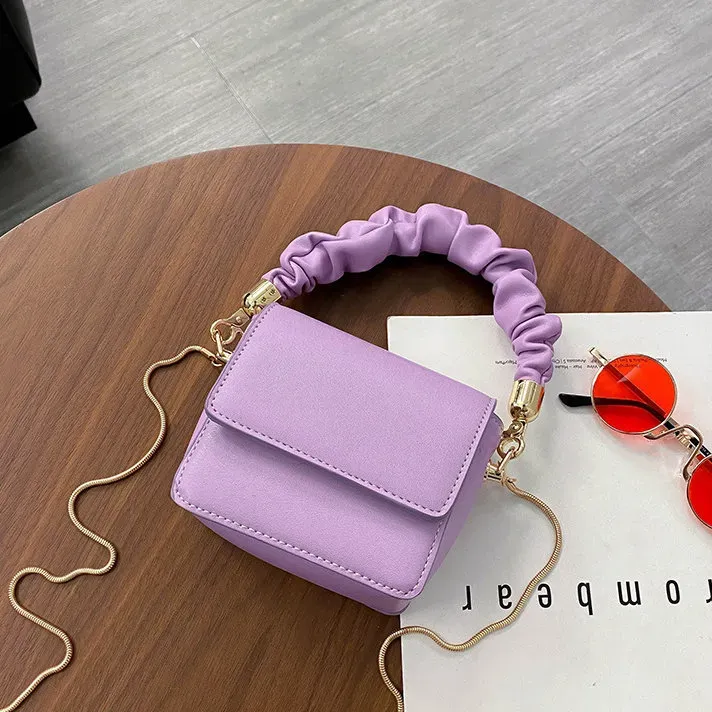 Women Solid Color Metal Chain Mini Shoulder Bag - Image 9