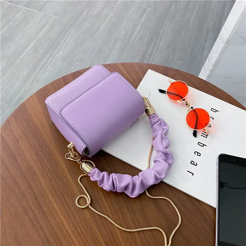 Women Solid Color Metal Chain Mini Shoulder Bag - Image 11