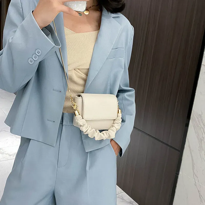 Women Solid Color Metal Chain Mini Shoulder Bag - Image 17