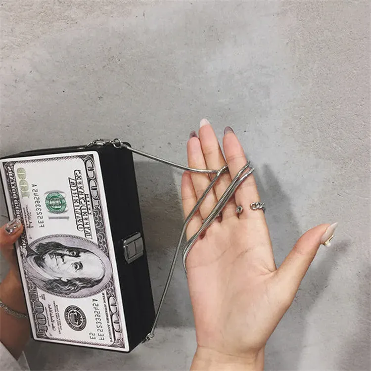 Women Retro Chain Strap Banknote Square Crossbody Bag - Image 8