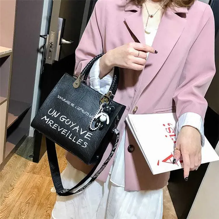 Women Fashion Color Blocking Letter Printed Large Capacity Tote Bag - Image 11