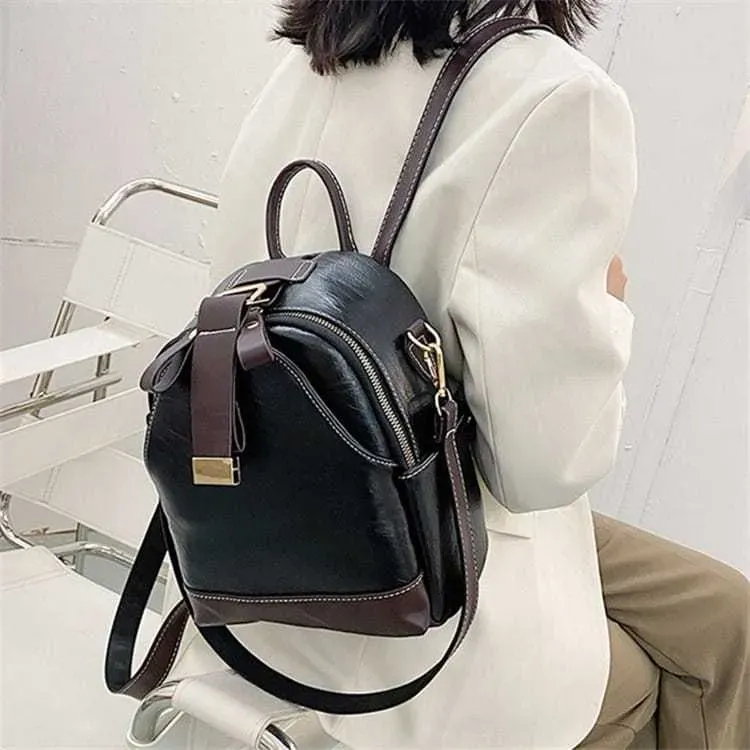 Women Classic Color Blocking Multi-pocket Backpack