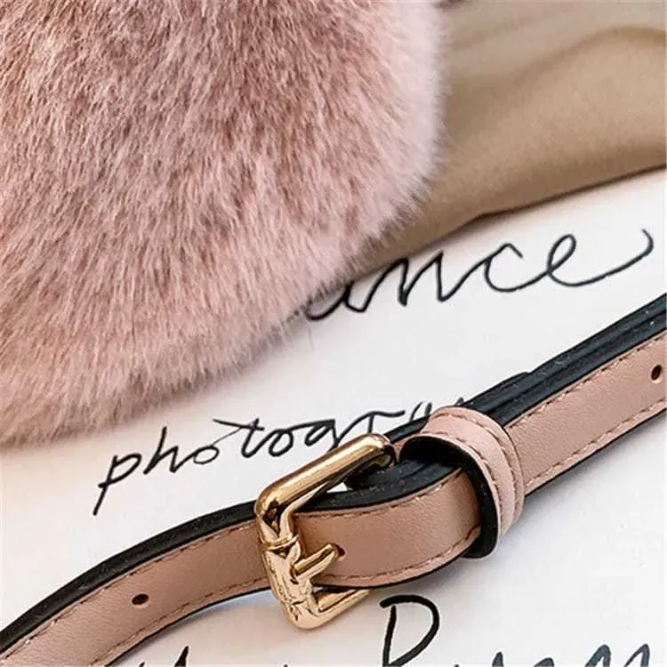 Women Simple Solid Color Plush Bucket Bag - Image 5