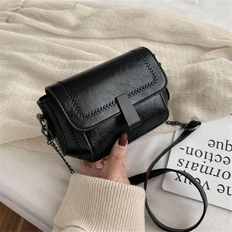 Women Retro Solid Color Flap Crossbody Bag - Image 3