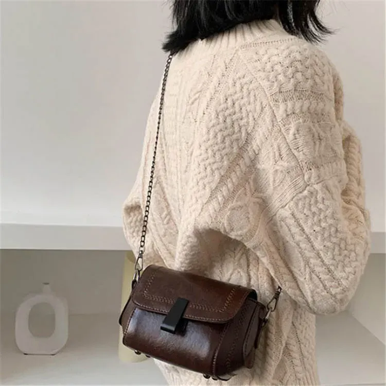 Women Retro Solid Color Flap Crossbody Bag - Image 13