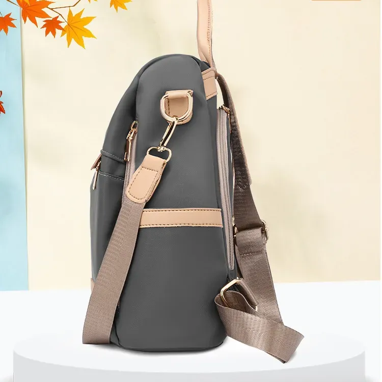 Women Fashion Color Blocking Patchwork Large Capacity Backpack - Image 9
