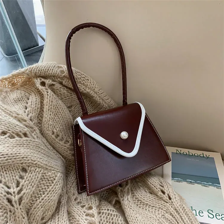 Women Retro Color Blocking Flap Shoulder Bag