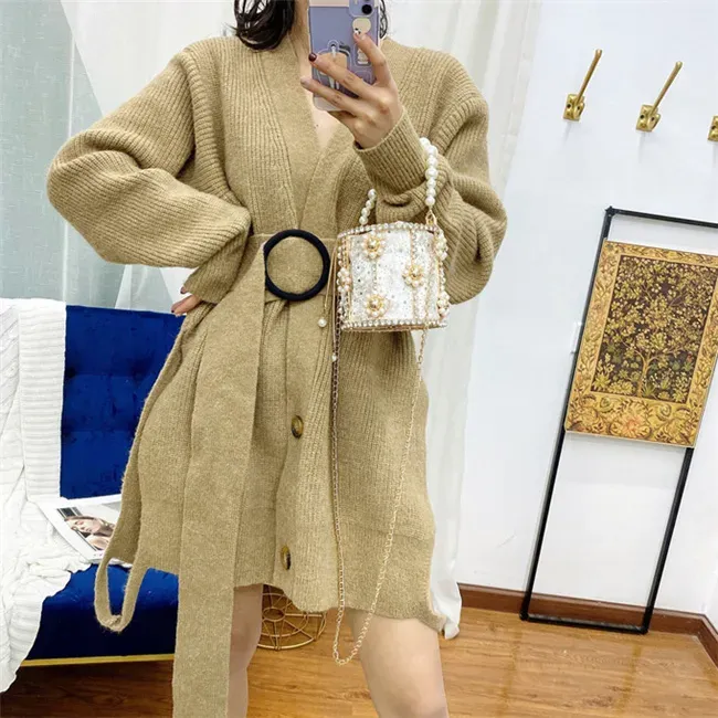 Women Fashion Imitation Pearl And Rhinestone Decorative Crossbody Bag - Image 6