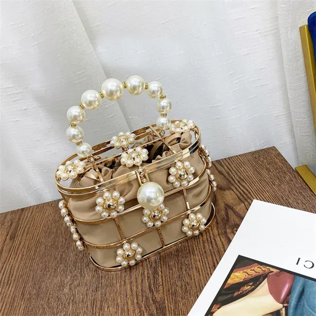 Women Fashion Imitation Pearl And Rhinestone Decorative Crossbody Bag - Image 9