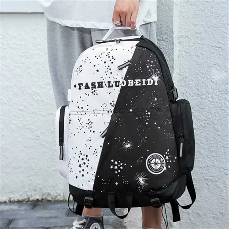 Women Fashion Zipper Color Blocking Large Capacity Backpack - Image 3