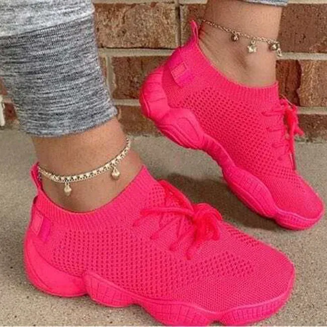 Women Fashion Casual Solid Color Breathable Mesh Sneakers - Image 9