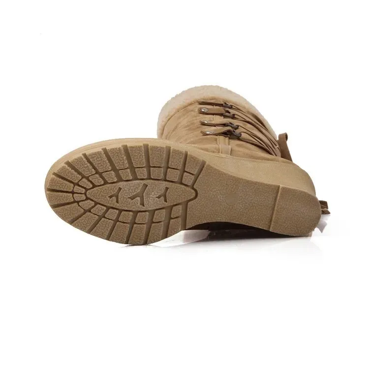 Size:4.5-11 Women Wedges Tassel Lace-up High Boots - Image 10