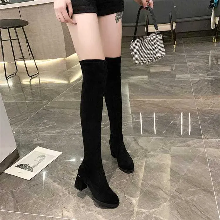 Size:4.5-7.5 Women Fashion Solid Color Over The Knee Boots - Image 4