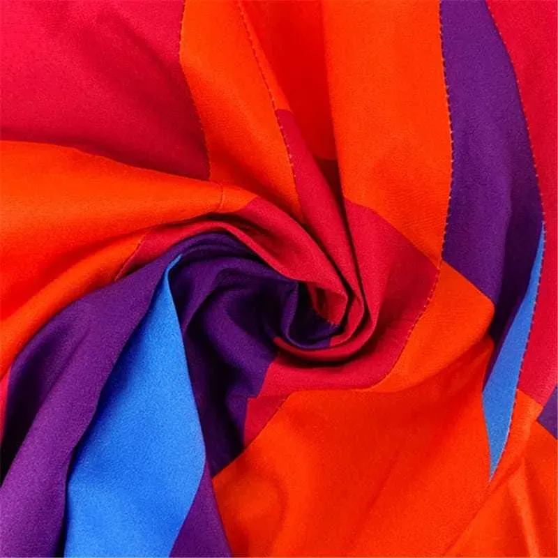 2XL-5XL Women Fashion Plus Size Deep V Geometric Print Long Sleeve Swing Dress - Image 19