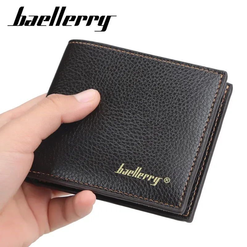 Men Wallet Soft Leather Lychee Pattern Wallet Short Wallet - Image 5