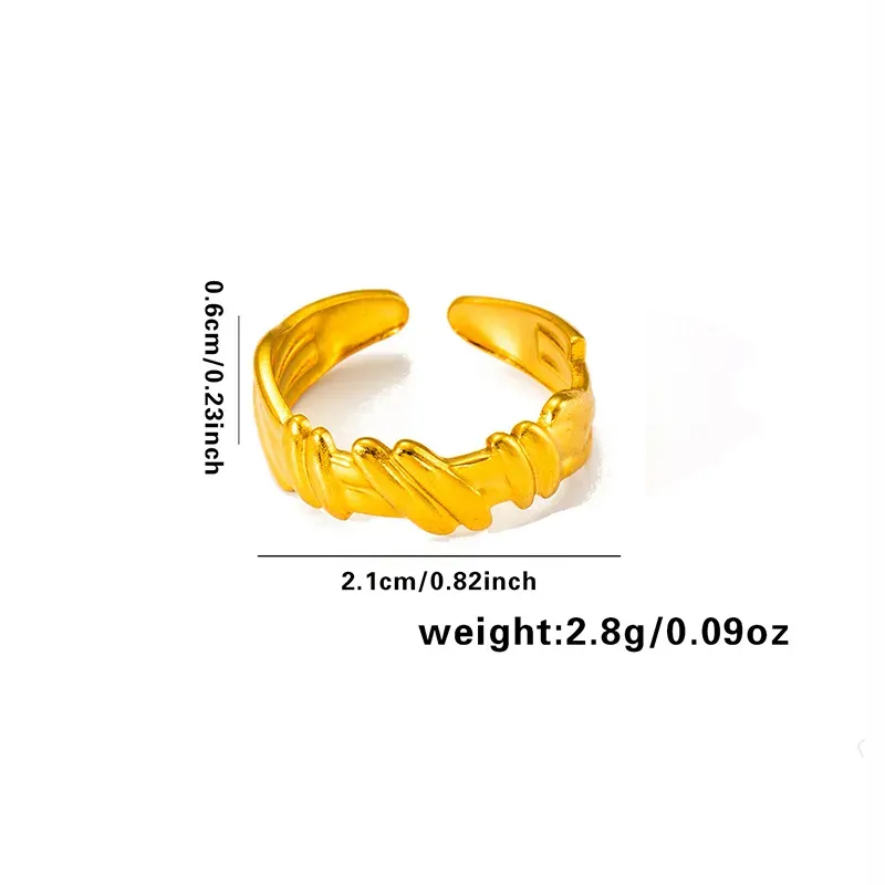 Wholesale Women Simple Geometric Leaf Heart-Shaped Titanium Steel Open Ring - Image 15