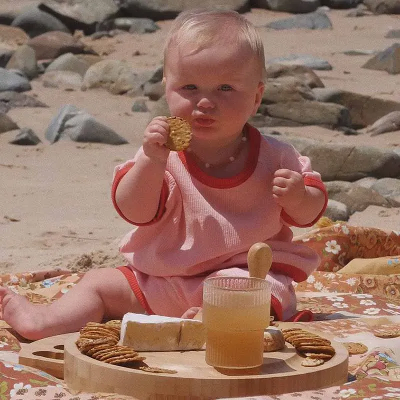 Wholesale Kids Baby Boys Girls Casual Cute Solid Color Rib-Knit Short Sleeve T-Shirt Shorts Set - Image 3