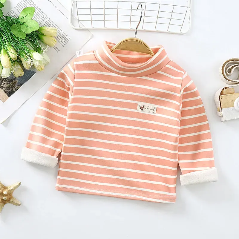 Wholesale Kids Toddler Boys Girls Casual Basic Stripe Print Fleece Long Sleeve T-Shirt - Image 6