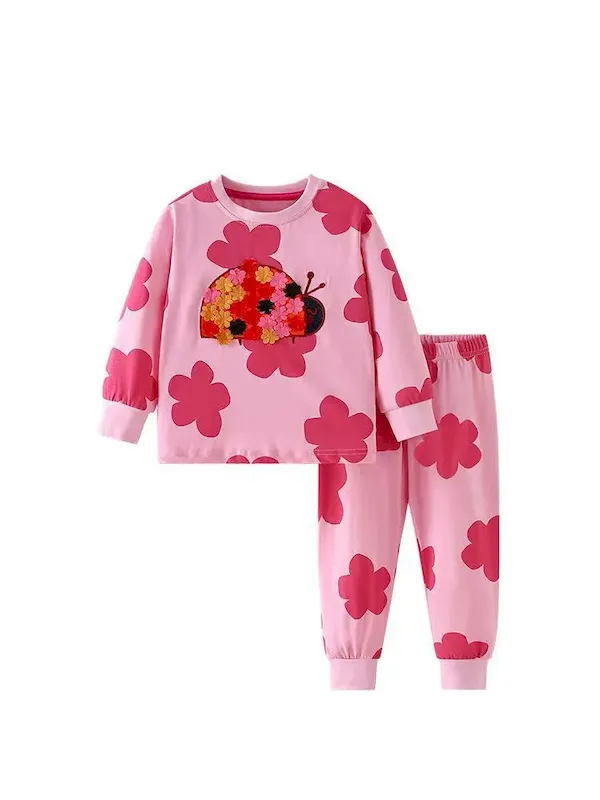 Wholesale Girl Fashion Casual Floral Printed Long-Sleeve Sweatshirt Slim Fit Pants Two-Piece Set - Image 3