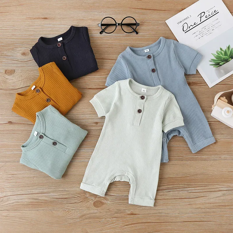 Wholesale Kids Simple Solid Color Short-sleeves Romper