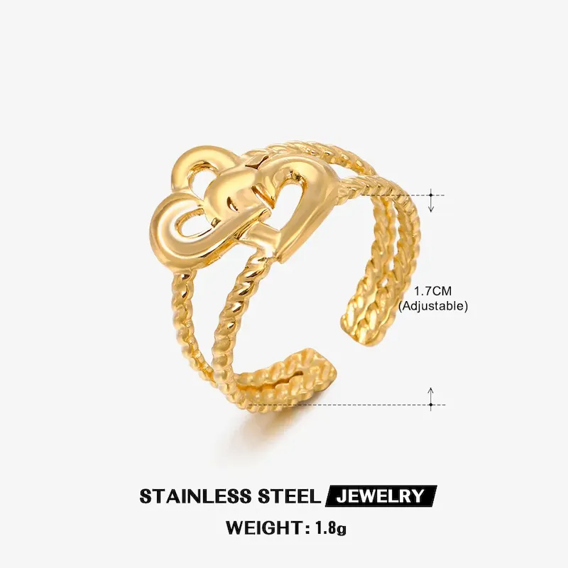 Wholesale Simple Fashion Stainless Steel Heart Ring - Image 31