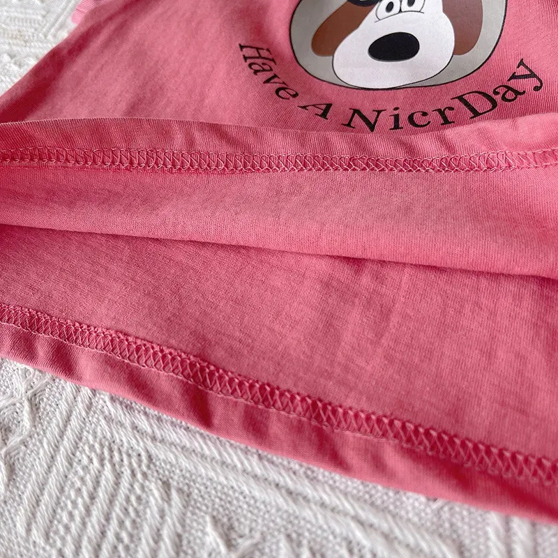 Wholesale Kids Toddler Boys Girls Casual Cute Cartoon Dog Alphabet Print Sleeveless Top Stripe Shorts Sets - Image 5