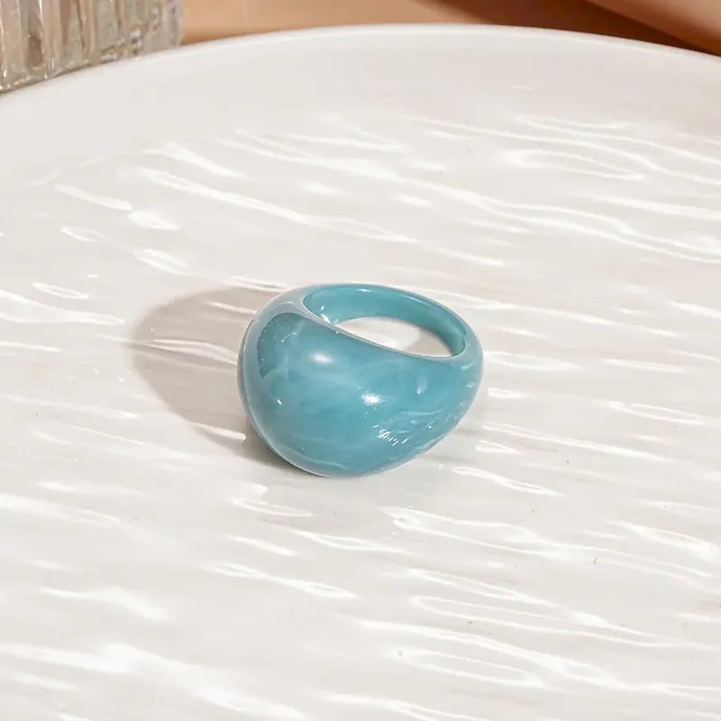 Wholesale Women Fashion Retro Geometric Resin Oval Ring - Image 5