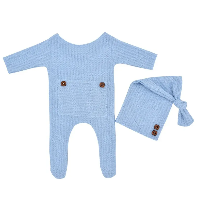 Wholesale Newborn Baby Infant Knitted Jumpsuits Cap Two-Piece Set - Image 8