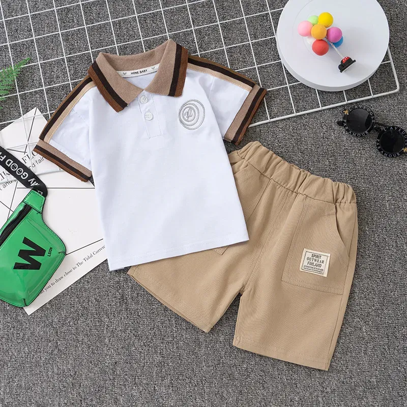 Wholesale Boy'S Fashion Two-Piece Lel Polo Shirt Set - Image 5