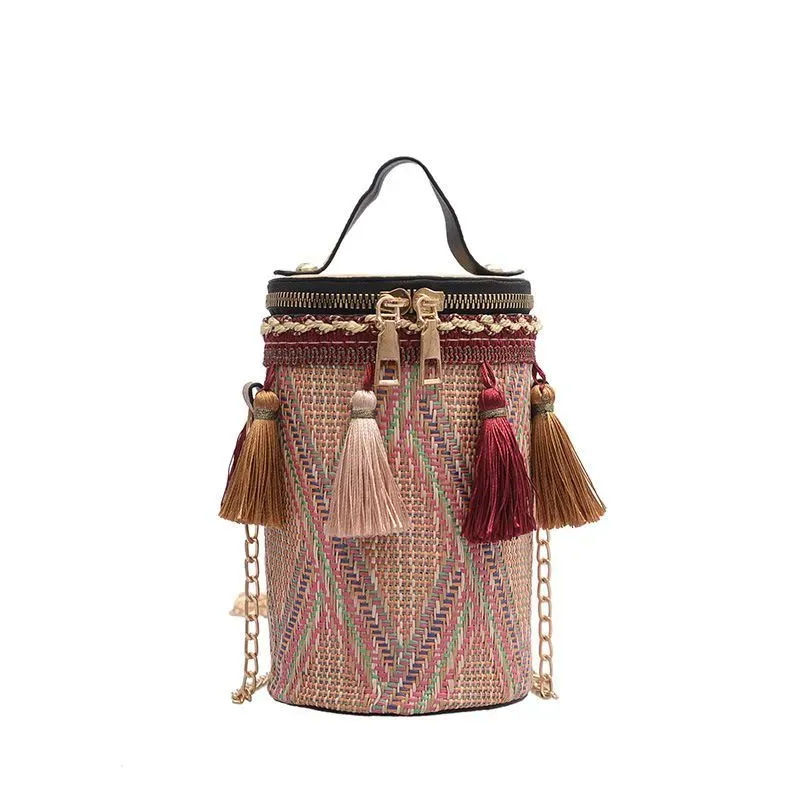 Retro Ethnic Style Zipper Tassels Decor Crossbody Bag - Image 7