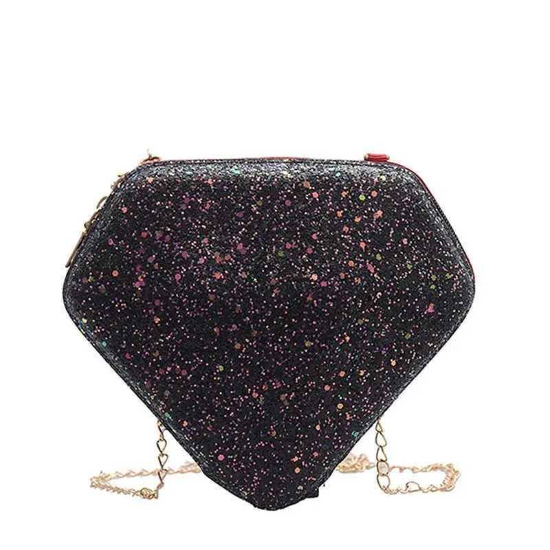 New Style Diamond Shaped Sequins Chain Unique Crossbody Bag - Image 5