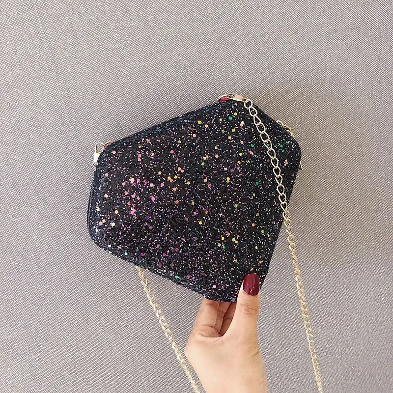 New Style Diamond Shaped Sequins Chain Unique Crossbody Bag - Image 6