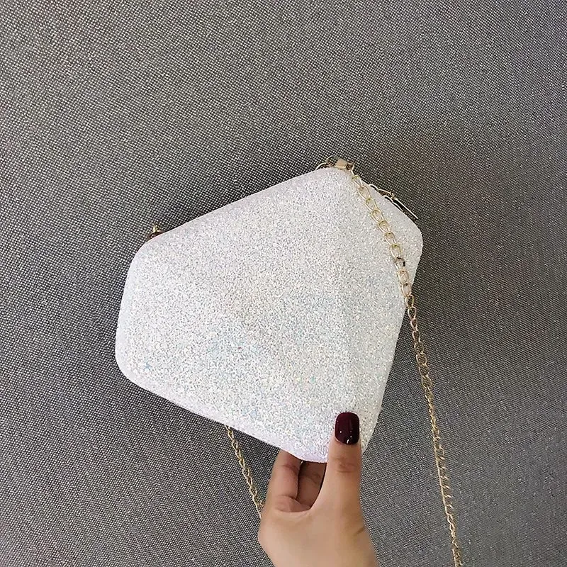 New Style Diamond Shaped Sequins Chain Unique Crossbody Bag - Image 9