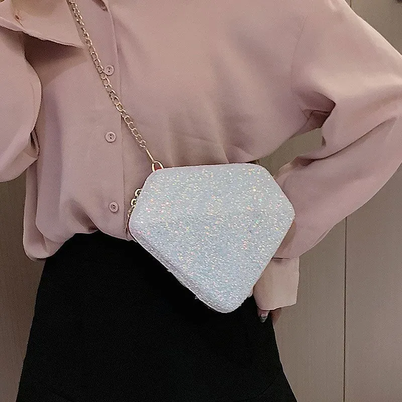 New Style Diamond Shaped Sequins Chain Unique Crossbody Bag - Image 10