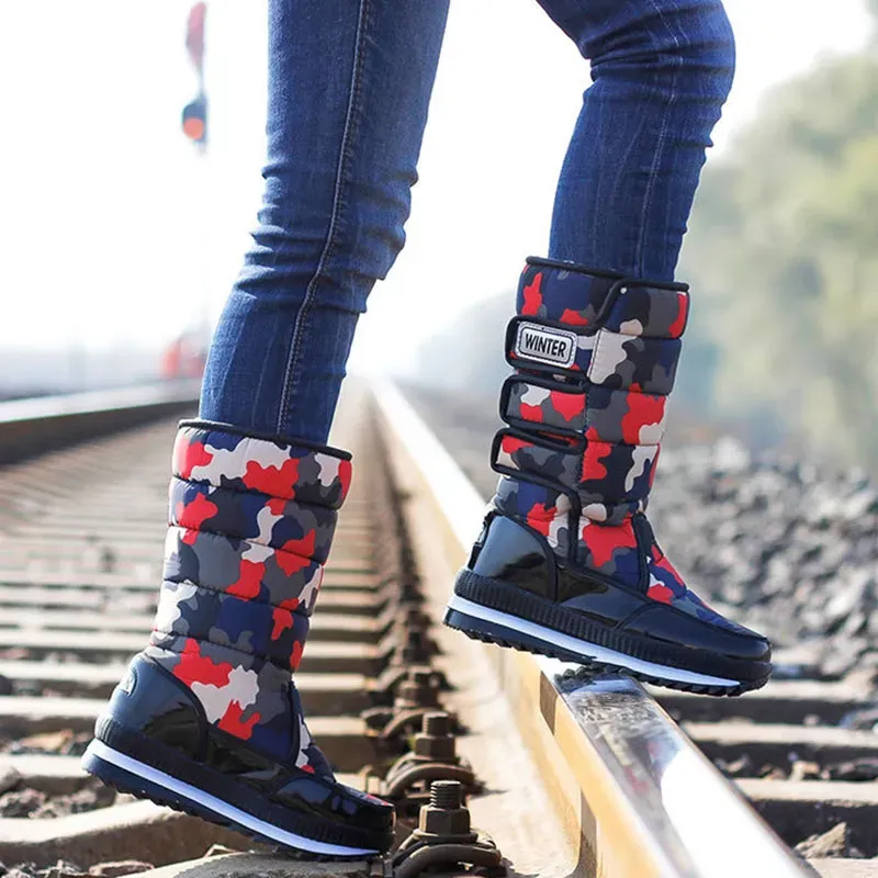 Size:5-9 Women Camouflage Pattern Waterproof Snow Boots Shoes - Image 9