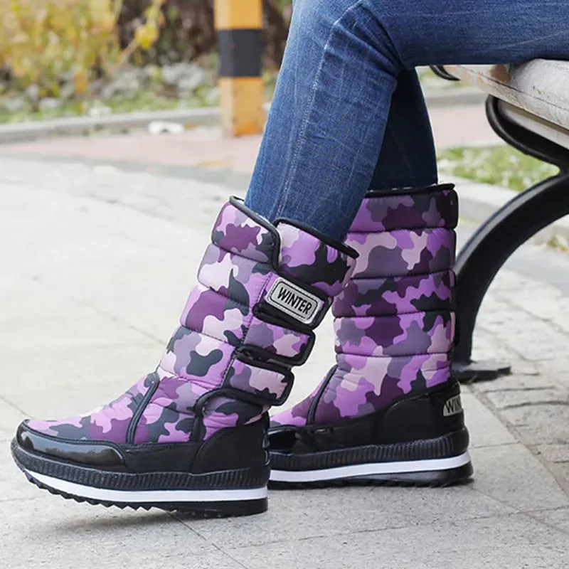 Size:5-9 Women Camouflage Pattern Waterproof Snow Boots Shoes - Image 11