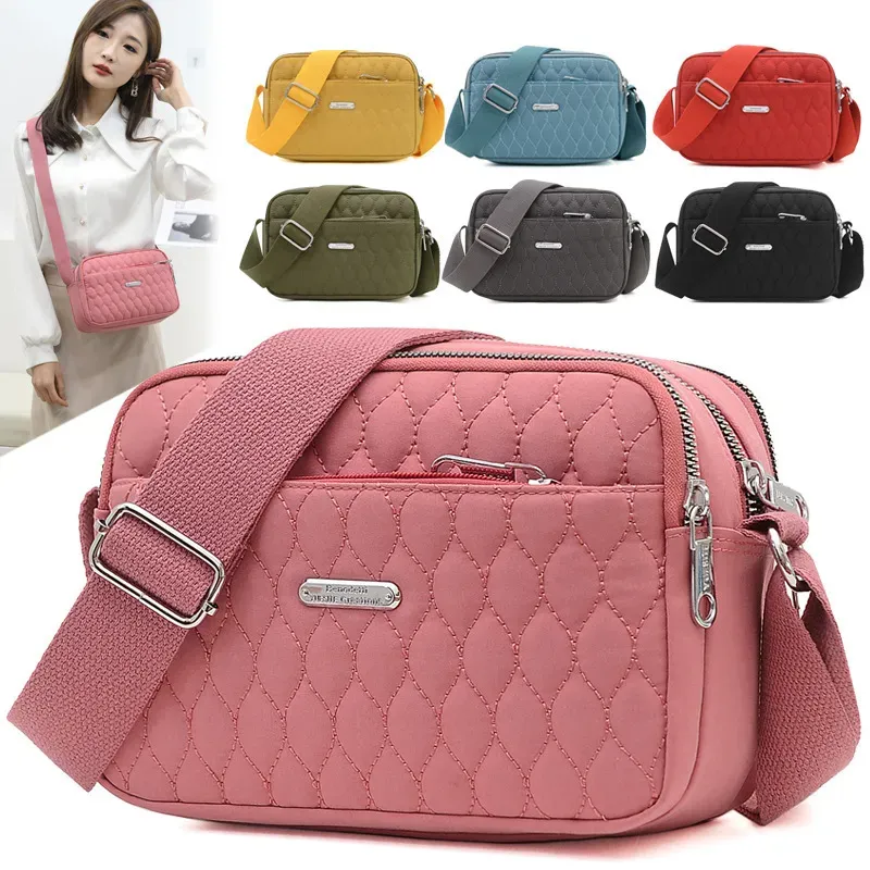 Women Casual Stitching Design Solid Color Quilted Crossbody Bag