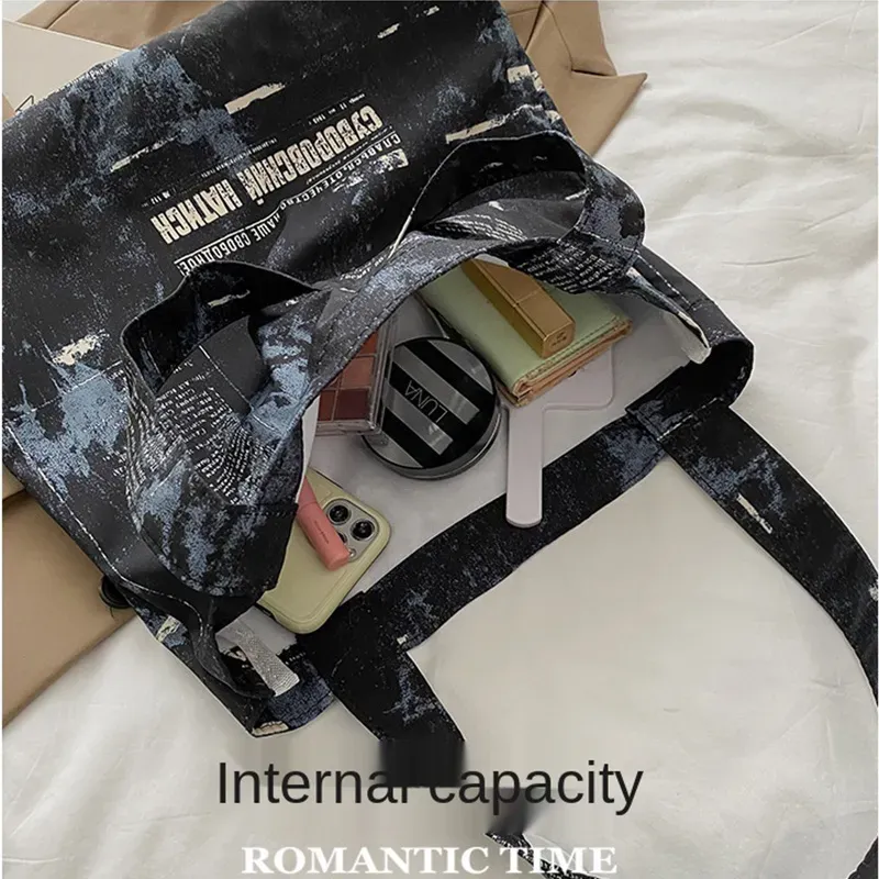 Women Fashion Tie Dye Design Large Capacity Canvas Shoulder Bag - Image 5